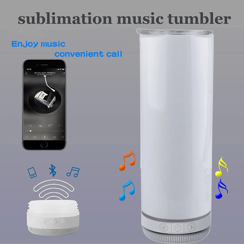 Music Speaker Tumbler,Straight Mug Cup with Straw,Stainless Steel Cup with Detachable LED Light for Valentine's,Birthday Gift - outbackstore